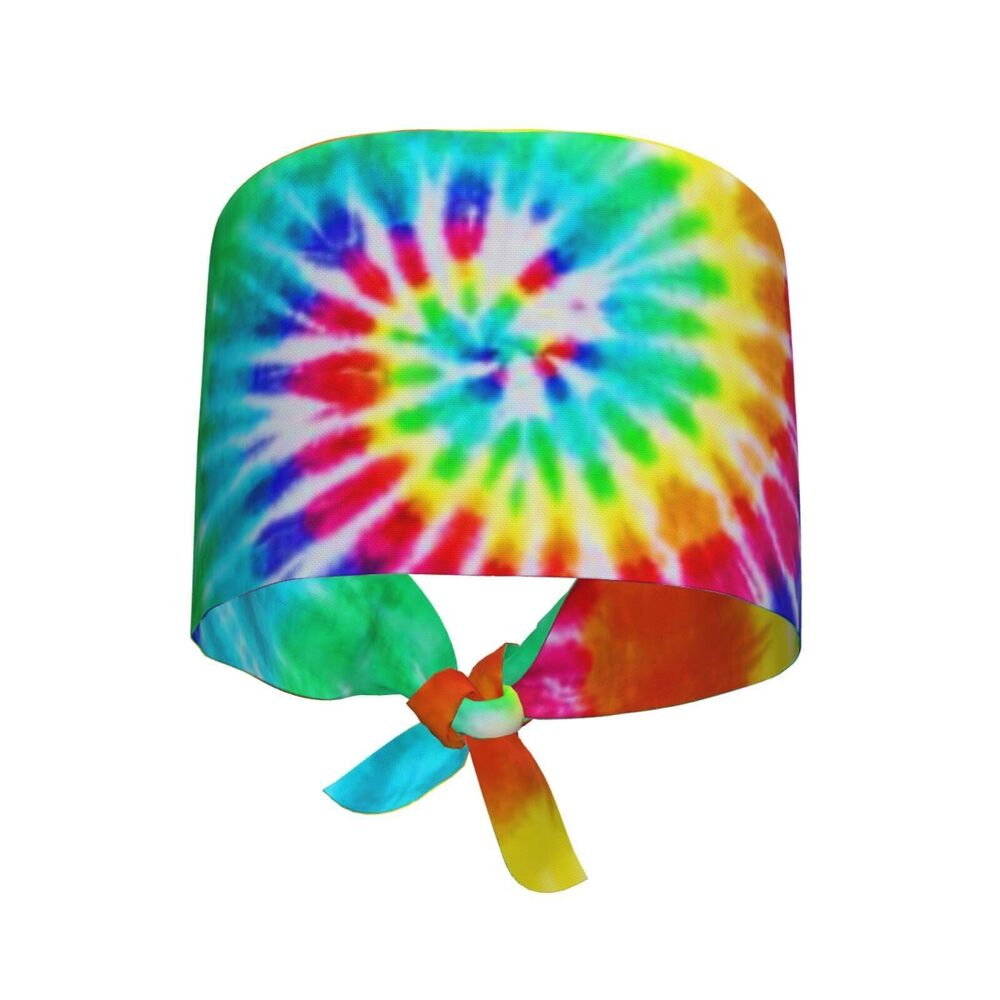 6846 Colorful Tie Dye Adjustable Working Cap Scrub Hat Sweatband, Fashional